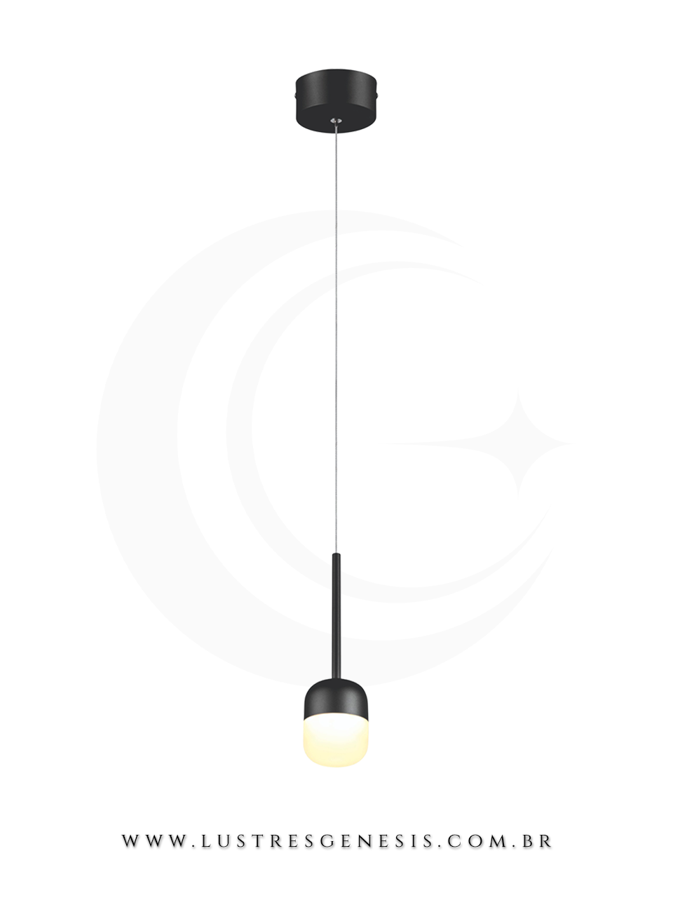 Luminaria LED Pendente Metal Cinza e Acrilico Bivolt 6W Cabeceira de Cama, Lavabo, Balcao de cozinha, Bancada de Cozinha, Banheiro